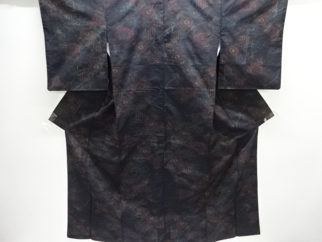 JAPANESE KIMONO / ANTIQUE KIMONO / SILK / TSUMUGI / WOVEN KIKU